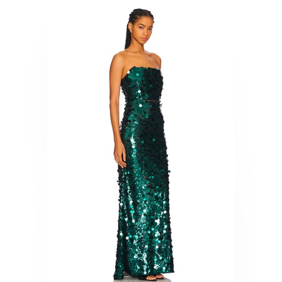 Bronx and Banco Emerald Sequin Strapless Maxi Dress - Picture 2 of 15